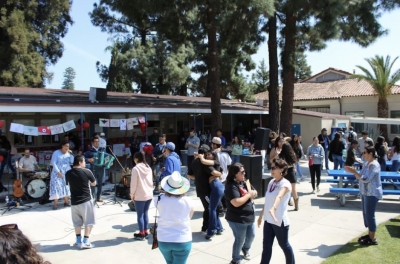 On Thursday, March 21, 2024, Fillmore High School students hosted Grammy award winning Mexican-American band La Santa Cecilia in celebration of “World Down Syndrome Day” and “Dia Del Campesino.” Above are students and staff dancing and enjoying the music. Photo courtesy Nancy Rodriguez Hernandez.