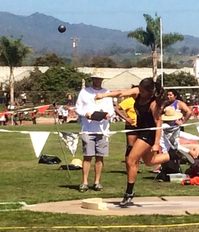 Senior Kayla Grove, 1st place in her flight throwing 35'6