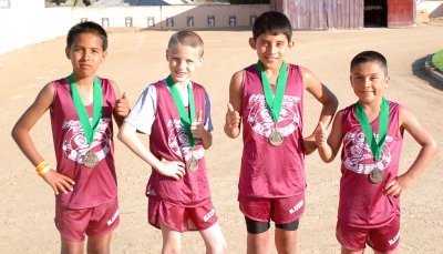Boys 9-10 4x400 relay: Fernando Gonzalez, Garrett Medley, Eric Gonzalez, Gabriel Gonzalez.