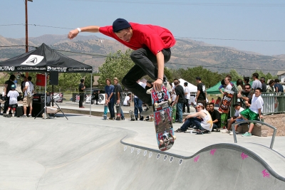 unknown skater doing a nose grab.