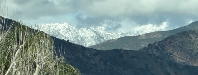 The mountain range north of Fillmore was capped with snow after last weekend’s rain. The storm brought freezing temperatures to Ventura County, and Fillmore saw some flooding. But the snow was beautiful as always.
