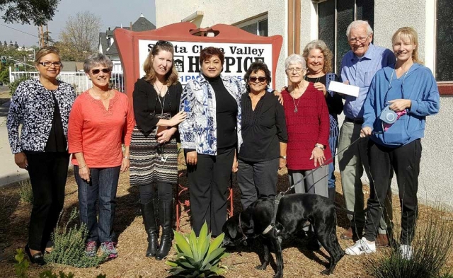The Santa Clara Valley Hospice as they accept their $4,500 donation towards their 100 Women’s group. From left to right, Ari Larson, Barbara Vogel, Michele Morony, Martha A. Navarrete, Rachel Bustillos, Joan Toston, Jeanice Lambert, Bob Russell and Melissa Mabry. Photo courtesy Santa Clara Valley Hospice.