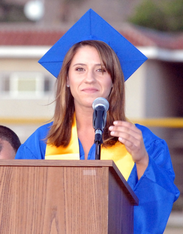 Class of 2010 Valedictorian Kellsie McLain delivered her personal message, “What Defines Us”, to the audience during Thursday night’s graduation.