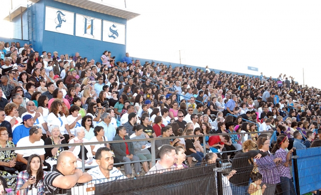 Approximately 242 graduates walked out onto the Fillmore High School field Thursday night to be part of the 100th Graduating Class. Friends and family filled the stands to cheer them on. Congratulations students! Diplomas were presented by Tony Prado, Liz Wilde, Mike Saviers, and John Garnica, all Board of Education members.
