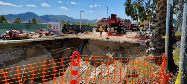 A damaged 20,000-gallon fuel tank is removed from the Shell Gas Station accident site, where on April 19, 2022 an 18-wheeler drove into the structure. That morning at 10:14 a.m., Fillmore Sheriff’s Office, Fillmore Fire Department (ME191), Ventura County Fire (RE27) and AMR Paramedics were dispatched to a reported semi-truck into the Shell Gas Station located at Ventura Street (SR-126) and Santa Clara Street. According to Fillmore Fire Chief Keith Gurrola the semi was traveling westbound on Ventura Street, drove through a power pole and a large Palm tree, crashed into a parked car and struck at least two diesel gas pumps before crashing into the east side of the station, stopping half way in. A male patient suffered minor injuries and was transported to the hospital by AMR Paramedics—the store clerk was not injured. The gas station attendant acted quickly to shut down all the gas pumps before exiting the building, according to Chief Gurrola. There were no spills from the pumps, but the semi’s 40-gallon tanks were ruptured and the store was red tagged by Building & Safety. Edison and SoCal Gas inspected the sight for powerline and natural gas issues— none were immediately found. Fillmore Sheriff’s Office investigated the crash. It was later the site of a fire and torn down. Information courtesy Angel Esquivel—AE News. 