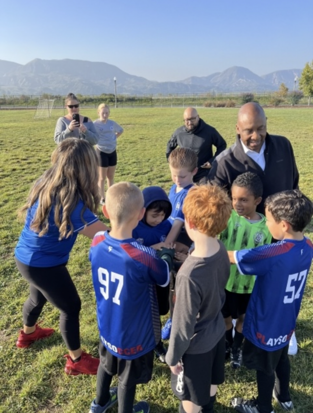 AYSO Epic Program celebrates major success in its 2nd year in Fillmore. AYSO EPIC, (Everyone Plays in our Community Program, formerly known as VIP) provides athletes with disabilities the additional support they need to fully participate in a quality soccer experience with the help of buddy volunteers. The program has more than doubled in its second year in the Fillmore community and continues to grow with the help of EPIC Coordinator, Nancy Rodriguez Hernandez, the AYSO board, led by Regional Commissioner Arnold Muñoz, and our buddy volunteers. AYSO EPIC is always looking for Buddy Volunteers; if you’re interested, please contact coach Nancy at (323) 385-1106, or aysovipfillmore@gmail.com. Photo credit Tatiana Tsybulevsky Burgos; inset photo credit Nancy Rodriguez Hernandez. 