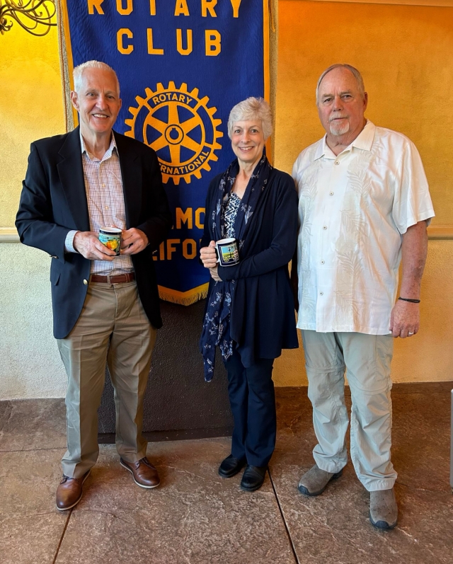 Last week’s Fillmore Rotary program was presented by Steve Sharp and Mary Anne Simons from Three Angels Orphanage in Haiti. Education is key and they have a Christian School that extends from Preschool through 8th grade with 9th grade coming soon. There are 299 children at the school. The site has medical and dental healthcare for children and families, a garden for fresh produce, a library and media center. They are always looking for families to adopt the orphans. If you want to know more or make a donation, go to ThreeAngelsHaiti.org. Pictured are Steve Sharp and Mary Anne Simons from Three Angels Orphanage in Haiti along with Former Rotary Club President Dave Andersen. Courtesy Rotarian Martha Richardson. 