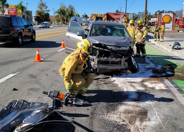 On Wednesday, November 8, at 10:10 a.m., Fillmore Police Department, Fillmore Fire Department, and AMR Paramedics were dispatched to a reported traffic collision at Ventura Street and C Street. Arriving firefighters found a vehicle with moderate damage versus a semi vehicle. One patient was treated by paramedics and was transported to a local hospital, condition unknown