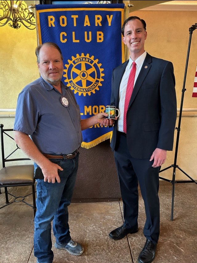 Pictured (l-r) is President Scott Beylik and Ted Andrews, Deputy District Attorney, who was the Fillmore Rotary speaker last week. He is part of the Sexual Assault and Family Protection Unit for Ventura County. Andrews has prosecuted many cases of sexual assault against children and presented some frightening facts: 1 in 4 girls are abused and 1 in 13 boys. He also talked about online abuse where adults pose as a child and become friends with children. Many times, children or teenagers don’t tell anyone mainly because 90% are family members or trusted family friends. Embarrassment, shame and fear are other reasons. This Family Protection Unit does outreach to victims and survivors and works in the schools with students for protection. 