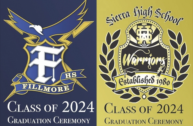 Congratulations to all the 2024 Fillmore Graduates! This week Sierra and Heritage Valley Independent Study Graduation Ceremony will be available via live stream on Wednesday, June 5, 2024, at 6pm and can viewed using this YouTube link https://www.youtube.com/live/CVP3-OOkY3o. 

On Thursday, June 6, 2024, the Fillmore High Graduation Ceremony will be available live stream at 7pm on YouTube https://www.youtube.com/live/nOgUSkhqtqo.
