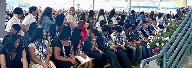 Fillmore Middle School Principal Jenny Plugge, lower left, said, "It was a beautiful afternoon to celebrate our 8th grade promoters at Fillmore Middle School. Thank you to the teachers and staff who make this a wonderful ceremony. Good luck to all of our future Flashes!”