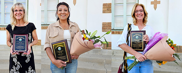 Staff of the Year Awardees Christine McDaniels, Rupa Torres and Tracie Davis.