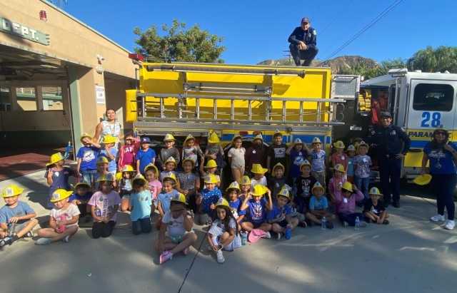 On October 6th, Piru Elementary School first-grade students took their first field trip of the year! Students’ visited the local Ventura County Fire Department and got a tour of the station and the trucks. Pictured are the 1st graders wearing hats as they smile for a photo. Photo courtesy https://www.facebook.com/photo/?fbid=104469179983 6661&set=a.753458432293334.