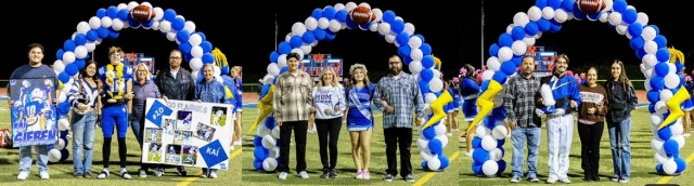 Fillmore Flashes Varsity Football recognized Seniors at last Friday night’s home game against Agoura. Above three Seniors recognized from FHS Football, Cheer and Band. Congratulations and good luck Seniors. Photo credit Crystal Gurrola. 
