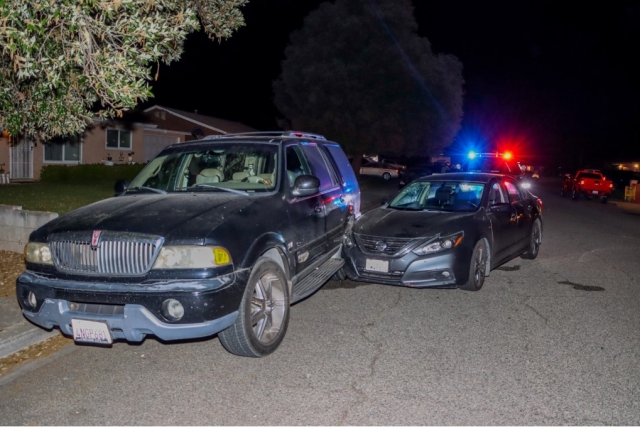 On Monday, June 5th, 2023, at 8:50pm, Fillmore Police Department, Fillmore City Fire Department, and AMR Paramedics were dispatched to a reported traffic collision in the 900 block of Ortega Street, Fillmore. Arriving deputies found two vehicles involved with moderate damage to one of the cars, along with a broken windshield. At least three occupants fled the scene and were last seen running westbound on Ortega Street. Incoming units searched the area and were unable to locate any occupants. Cause is under investigation by Fillmore Police Department. Photo credit Angel Esquivel-AE News.

