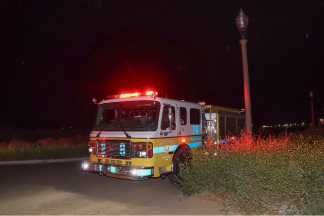 On Tuesday, May 30, at 12:05am Ventura County Fire Department was dispatched to a reported brush fire in the area of Heritage Valley Parkway at Trestle Way, Fillmore. Arriving firefighters reported a one-acre fire near the Santa Clara Riverbed, with a slow spread. Firefighters were able to knock down the fire before 12:30am. No homes were in danger. Cause of the fire was arson. Photo credit Angel Esquivel-AE News.