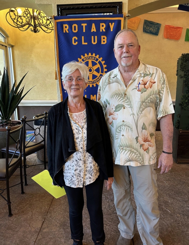 Pictured is Fillmore Rotary speaker Johanne Rose, an Acupuncturist and Herbalist, with Rotary President Dave Andersen. Johanne graduated from California Acupuncture College and studied in Beijing China for three months doing advanced herbal training. She opened her first clinic in 1986 in Agoura then moved to a larger clinic in Westlake Village. She sold her practice but continued to work there for 10 years. After retiring she decided she missed it and is now back practicing in Ventura at Permen Naturopathic, and also in Fillmore several days a week at ReGen. Photo credit Rotarian Martha Richardson.