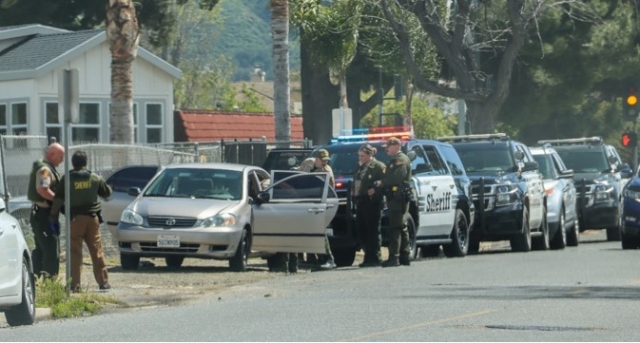 On Wednesday, March 29, VC Sheriff's deputies assigned to the Fillmore station and West County Special Enforcement Unit contacted and arrested numerous subjects for various violations, including narcotics and the possession of a short-barreled rifle in the 200 block of Fillmore Street. Pictured is the arrest of Jayden Mercado, 25 of Santa Paula, on B Street at Ventura Street. The two arrest locations were connected. Photo credit Angel Esquivel-AE News.
