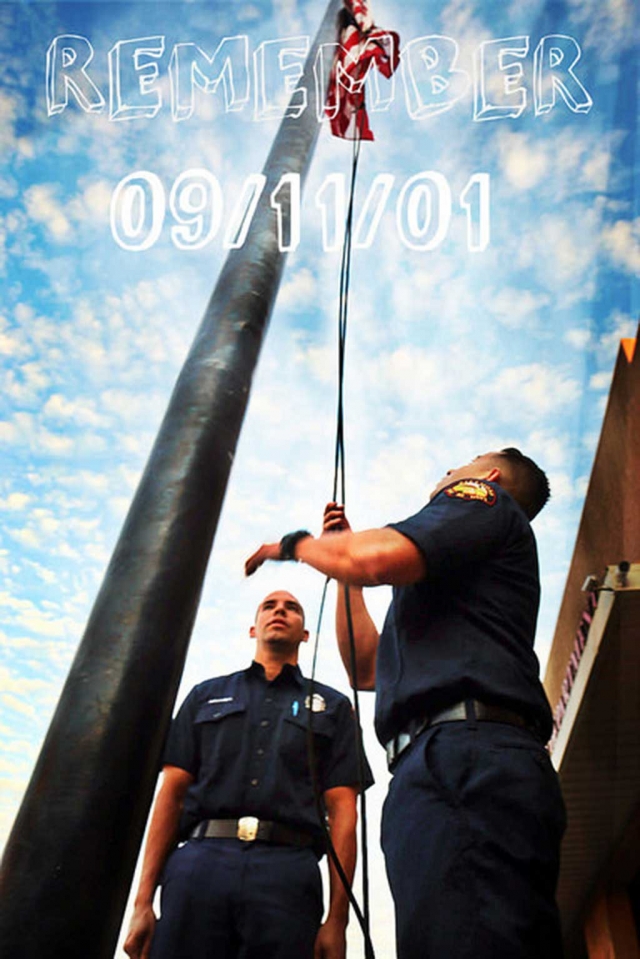 On the morning of September 11th, the Fillmore Fire Department, along with City Manager David Rowlands, Fillmore Police Chief Dave Wareham and sheriff’s deputies, the Fillmore Raiders Cheerleaders, and citizens wanting to honor the victims of 9/11, gathered to raise the flag in memorium. Photo courtesy Sebastian Ramirez.