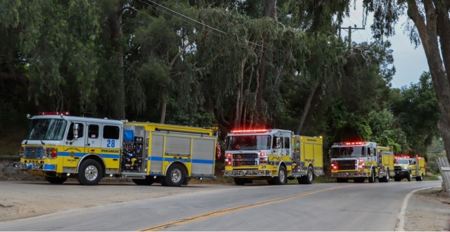 On Wednesday, May 3, at 5:50pm, Ventura County Fire Department was dispatched to a commercial fire at the hillside of Shiells Canyon Road off Guiberson Road, Fillmore. Arriving firefighters reported several flares that were still in operation which had exploded. Firefighters were able to investigate and no injuries were reported. Photo credit Angel Esquivel-AE News.