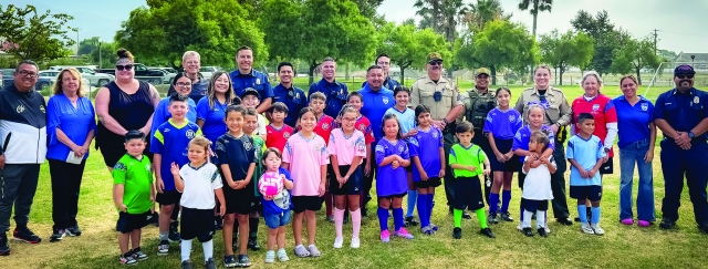 Above is the AYSO Board, kids, Fillmore Fire and Sheriff, and city council members who attended the 2024 AYSO Opening Day ceremonies and 45th Anniversary celebration at Two Rivers Park last Saturday, August 17, 2024. 