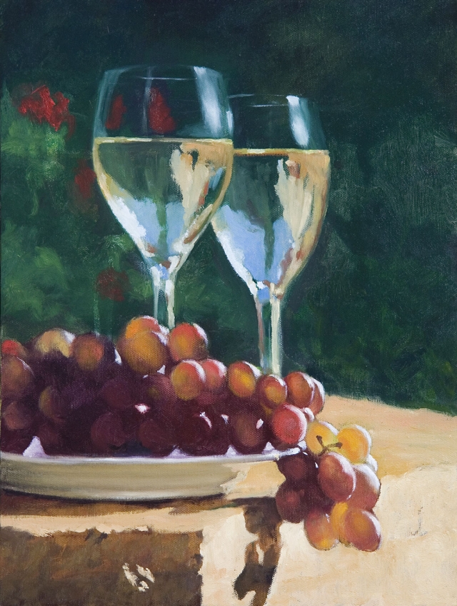 “Grapes with Sauvignon Blanc” by Michael Lynn Adams.