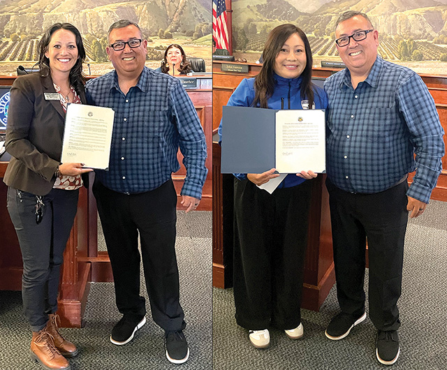 At Tuesday night’s city council meeting the City of Fillmore gave out two proclamations: one proclaiming April as National Fair Housing Month, which was presented to Brandy Lengning who spoke on behalf of Homegrown Realty of Fillmore and the Ventura County Coastal Association of Realtors by Mayor Albert Mendez. The second proclaiming April as Autism Awareness Month which was presented by Mayor Mendez to Nancy Rodriguez who spoke on behalf of the Autism community in Fillmore. Photo credit Angel Esquivel.