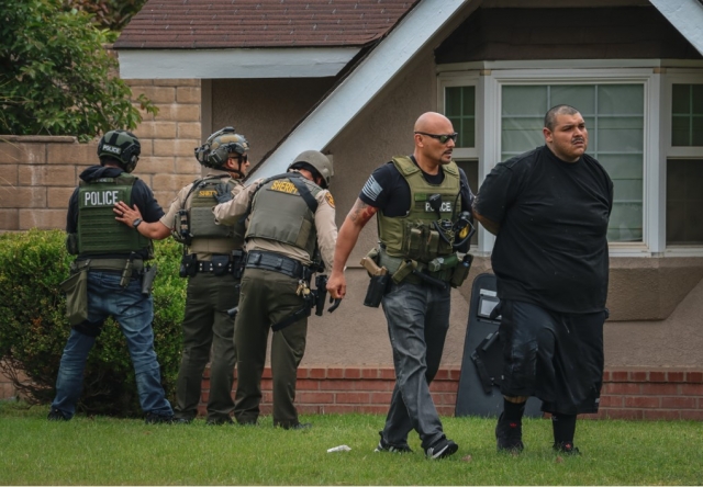 On Monday, June 12th, at 1:42pm Fillmore deputies were assisting the U.S. Marshals Service with the apprehension of a parolee at large. The fugitive, a gang member and Oxnard resident, is on active parole for robbery. The fugitive and his female companion fled from their vehicle in the area of Santa Clara Street and Del Valle Drive. The female was located shortly after she fled and was arrested for harboring a wanted fugitive. Ventura County Sheriff’s helicopter was called in, and the parolee at large was located hiding in a backyard of a residence and arrested with the assistance of the Sheriff’s Aviation Unit and Sheriff’s K9 Unit, charges unknown. Photo credit Angel Esquivel-AE News.