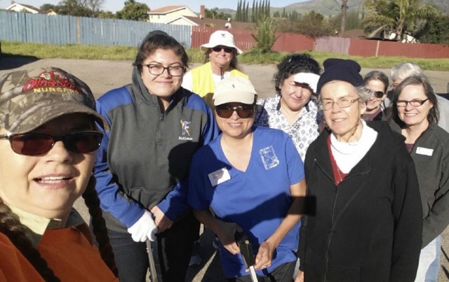 On Saturday, March 16th Fillmore Civic Pride held a Bike Path Clean Up to Celebrate the 100th Anniversary of the Fillmore Flower Show pictured is some of those who came out to help Front Row (l-r) Julie Latshaw, Fatima Bazurto, Ari Larson and Darlene Lorenz, Back Row(l-r) Cindy Blatt, Mrs. Bazurto, Cathy Krushell, Annette Ross and Sarah Hansen. Photo courtesy Ari Larson.