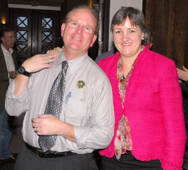 Bill Bartels resigned from his position as Deputy City Manager last week. Bartels and wife Laura are shown at his farewell party at city hall last Wednesday.