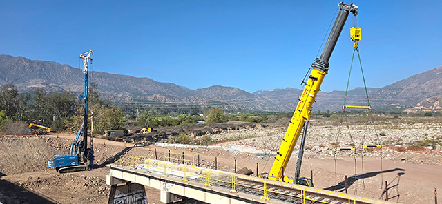 Bridge No. 487, located on Old Telegraph Road between Grand Avenue and C Street, is under repair, including the Western Railway tracks. Several large cranes, earth movers and a backhoe are active to repair and restore the tracks, etc. The last inspection listed on the Ventura County Public Works website is dated August 9, 2022, though an inspection was done in February 2024 after major damage was located due to water damage from a rain event. Repair work began in March 2024 and reopened after a few months. Photo credit Sebastian Ramirez.