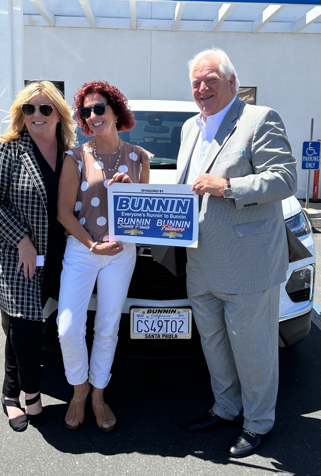 On September 21, 2023, Casa Pacifica was able to purchase a 2023 Chevy Traverse which will help their foster youth who have aged out of the system and tend to struggle to find ways to commute to school, keep a job or attend medical appointments due to reliable transportation. Pictured is Casa Pacifica’s Chief Development Officer, Carrie Hughes; CEO Shawna Morris; and Leo Bunnin, owner of Bunnin Chevrolet of Fillmore, who assisted with the funding. 