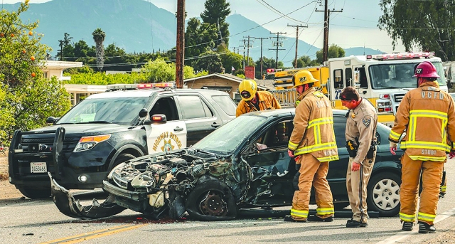 On Monday, June 19th, at 4:33pm, Ventura County Fire Department, AMR Paramedics, and California Highway Patrol were dispatched to a reported head-on collision in the area of Old Telegraph Road, just east of Cliff Avenue, Fillmore. Arriving firefighters found a semi-truck versus a green Honda Accord with moderate damage. The semi driver was not injured, and the second vehicle occupant was transported to a local hospital for minor injuries. Cause of the crash is under investigation. Photo credit Angel Esquivel-AE News.