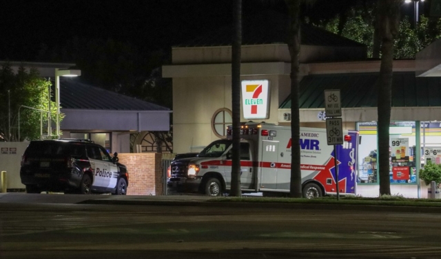 On Sunday, May 7, at 1:05am, Fillmore Police responded with a code 3 to the 7-Eleven gas station at Ventura and A Street, Fillmore, with reports of multiple subjects in a physical fight involving a 7-Eleven employee. When deputies arrived on the scene, along with Fillmore Fire and AMR Paramedics, a subject refused medical, and deputies arrested one subject who was booked at the main jail. Photo credit Angel Esquivel-AE News.