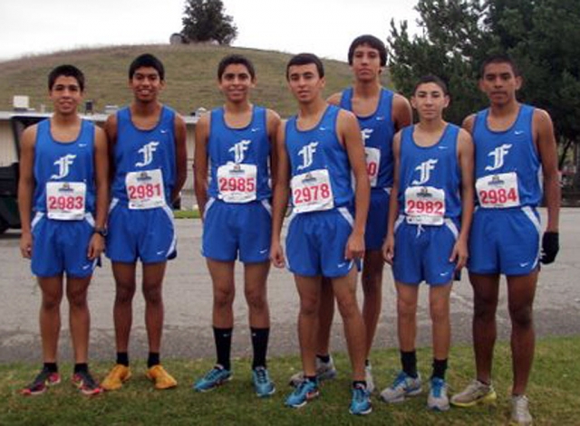 (l-r) Adrian Mejia, Alexander Gonzalez, Anthony Rivas, Jose Almaguer, Isaac Gomez, Jaime Magdaleno and Jordan Mendoza. Not in Race: Hugo Valdovinos and Justin Beach). The team will travel to CIF Finals this Saturday at Mt. Sac where they will compete to advance to the State Championship in Fresno, California.
