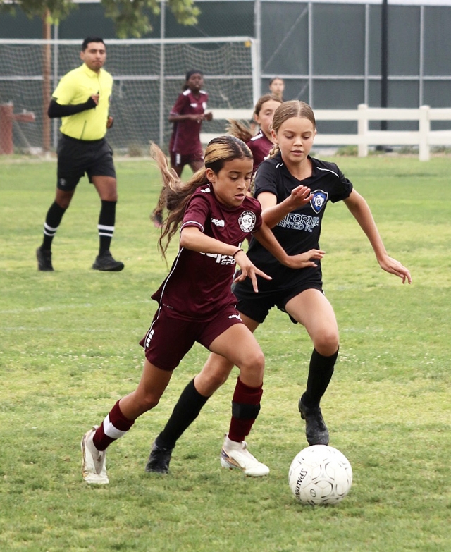On Saturday & Sunday, June 7th and 8th, Fillmore’s California United 2013 Girls Team clinched three back-to-back titles, pictured above is Hanna Sasson (right), going in hard in the semifinal game. Photo credit Erika Arana. More photos online. 