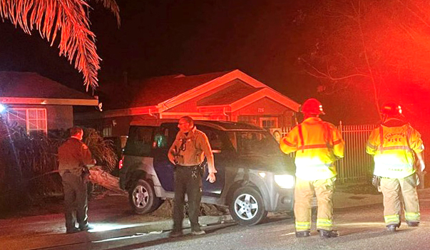 On Monday, February 12, at 6:52p.m., Fillmore PD and Fillmore Fire Department along with AMR Paramedics were on-scene of a vehicle backed into a Palm tree in the 700 block of Fourth Street, Fillmore. Minor injuries were reported. Fillmore PD is currently investigating the crash as a DUI. Photo Credit Angel Esquivel-Firephoto_91.