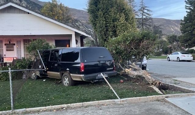 On Monday, December 25, at 4:37pm, deputies were dispatched to the 800 block of Orchard Street in Piru for a subject disturbing and threatening to fight family members. The callers indicated the male suspect, identified as Christopher Perez (30 years) was possibly armed with a firearm. Upon arrival, deputies saw Perez leaving the area in a black Chevy Suburban. Deputies attempted to conduct a traffic stop and a short pursuit ensued. The pursuit ended when Perez crashed the Suburban into a fence in the 4000 block of Center Street.  Perez was arrested for a variety of charges, including criminal threats stemming from the original disturbance call, as well as evading and driving under the influence of alcohol. Perez was booked into the Pre-Trial Detention Facility where he remains in custody. Photo courtesy Angel Esquivel-AE News. 