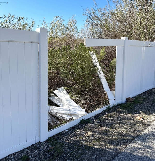 A vinyl fence was vandalized over the holidays, on Burlington Street near Rio Grande. A lot of police calls go out in that area for Suspicious Subject/Circumstances along the riverbed. Maybe the city should invest in some cameras in the vicinity.