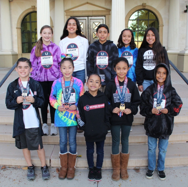 Pictured above are the Fillmore Condor’s Cross Country Team Top row, my left (purple) to right: Leah Barragan, Lindsey Ramirez, Diego Rodriquez, Carolina Garcia, Niza Lauerano. Bottom row, my left (white shirt):Ayden Marquez, Paola Estrada, Lucy Zuniga, Emily Arriaga and Abel Arana. Not pictured: Kailey , Kristen and Kirsten Theobald.