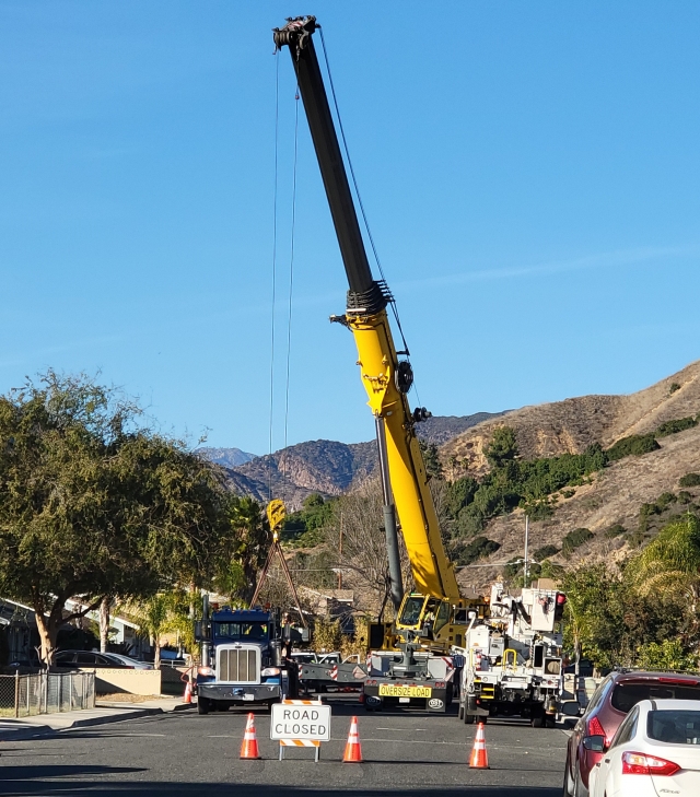 On Tuesday, December 17, 2024, detours were set up around A Street in North Fillmore while Edison crews worked with a large crane throughout the day working on what appeared to be an electrical project. Last week a transformer blew at Mountain View and Santa Clara causing a 4-hour blackout for 2,000 Fillmore residents.