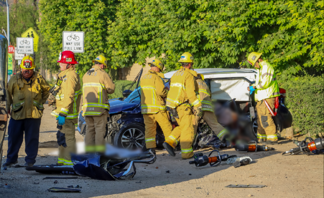 On Friday, June 28, 2024, at approximately 6:54pm, deputies responded to the area of West Ventura Street near the intersection with Clay Street in reference to an injury accident. Upon arrival, it was determined two vehicles collided head-on in the east bound lanes of West Ventura Street. Paramedics and Firefighters arrived a short time later and treated a total of six people. Four parties were transported to local hospitals for medical treatment. Two parties were treated on-scene but succumbed to their injuries. Next of kin notification is pending by the Ventura County Medical Examiner’s Office. Anyone who witnessed the collision or has any information about the incident is encouraged to contact Deputy Bradley Bordon at (805)-388-5146 or Bradley.bordon@ventura.org. Photo credit Angel Esquivel-Firephoto_91.
