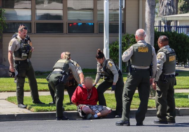 On Monday, July 28, 2025, Moorpark Police Dept. responded to an alleged battery in the 10000 block of Broadway Road, Moorpark. Upon arrival the officer initiated a traffic stop and the suspect, Jesus Torres, 34 of Fillmore, exited his vehicle, confronting the officer. His aggressive stance led to the officer deploying his taser. The suspect returned to his car, where the officer used his pepper spray. The suspect fled in his vehicle, north through Grimes Canyon into Fillmore, stopping in front of the Fillmore Police station where he was arrested. Fillmore Engine 91 was called in to treat him for the pepper spray. According to police, he appeared to be under the influence of drugs. Torres will be charged with felony battering of a police officer and evading the law with pursuit involved. Further charges pending. Photo credit Angel Esquivel. Information credit Moorpark Capt. Nick Odenath. 