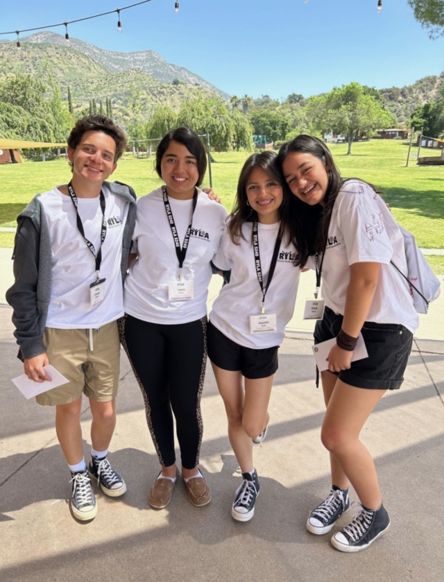 Martha Richardson introduced two of the four RYLA students who attended the Fillmore Rotary meeting, Gracie Herrera and Jaquelin Verdin. The Rotary Youth Leadership Awards Camp was held April 20-23, in Ojai. Both of the students expressed their thanks for the opportunity and talked about their favorite experiences. Each of these girls sang on Talent Show night and Jaquelin sang again at the closing ceremony. The other two students who enjoyed the experiences, but were unable to attend the meeting, were Laura Orozco and Joaquin Holladay. Pictured (l-r) are RYLA students Joaquin Holladay, Laura Orozco, Jaquelin Verdin, and Gracie Herrera. Photo credit Rotarian Martha Richardson.