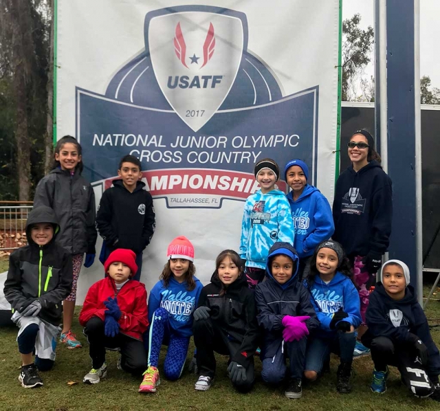 Fillmore Condor Cross Country Team pictured at the USATF Jr. Olympic Cross Country National Championships Saturday, December 9th . (l-r) (top row) Lindsey Ramirez, Diego Rodriguez, Leah Barragan, Niza Laureano, Jordyn Walla, (bottom row) Ayden Marquez, Santiago Felix, Genevieve Abbitt, Paola Estrada, Emily Arriaga, Carolina Garcia and Abel Arana. Photo Courtesy Erika Arana.