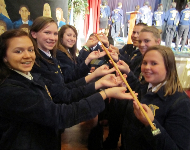 The Fillmore FFA Officer Team participating in a workshop at the 2010 Chapter Officer Leadership Conference.