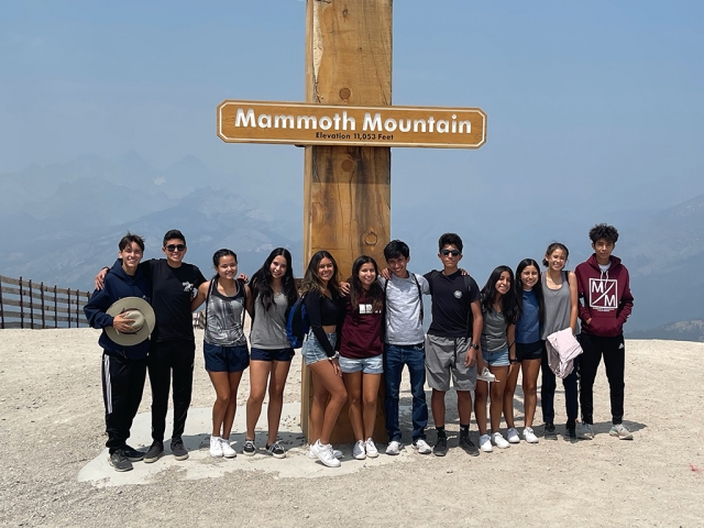 (above) FHS students who attended the Mammoth Lakes this year. (l-r) Kobe Lizarraga, Angel Garcia, Monique Hurtado, Liliana Montejano, Aliana Tapia, Angelica Herrera, Camilo Torres, Nick Hurtado, Niza Laureano, Andrea Laureano, Alexandra Martinez, and Angel Laureano. Courtesy Kim Tafoya, FHS Cross Country Coach.