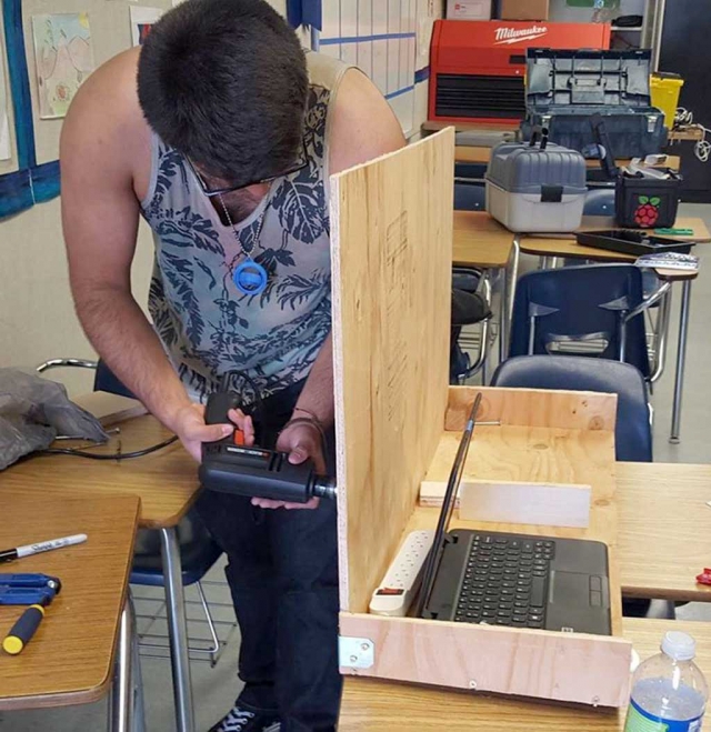 (above) One of about 13 FHS Students who met this past Saturday to start working on their new robot for the next competition. In the Fall of 2017 FHS will enter into the VEX Bakersfield Robotics League. Once a month they will send a team up there to compete. In 2018 FHS Robotics Team will enter the First Robotics Ventura Regional Competition again. They will also hope to host some scrimmages during the winter with county teams. The word is that quite a few of our local businesses are offering financial support. The team has also applied for grants.