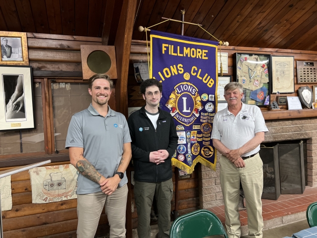On Monday, August 7, 2023, Conejo Health came out and met with Fillmore Lions Club and gave a presentation on the organization, what they do and what they can do to support our community moving forward. We are looking forward to continuing work with their organization and future endeavors as well. Pictured above are Ian Anderson, Matthew Pall and Stephen McKeown. Courtesy Brandy Hollis.