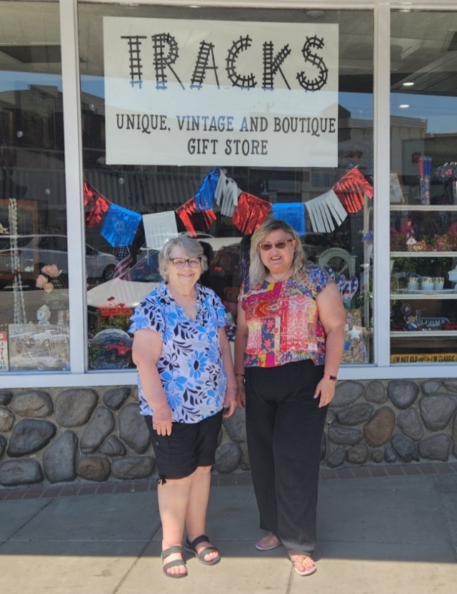 Pictured above are Fillmore residents Sandi Ward and Houry Meguerditchian in front of TRACKS Unique, Vintage and Boutique Gift Store on Central Avenue. Photo credit courtesy Houry Meguerditchian. 
